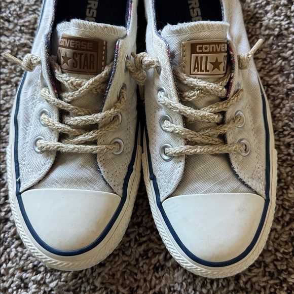 Converse Women’s Off-White Slip On Rope Lace Sneakers - Picture 3 of 10